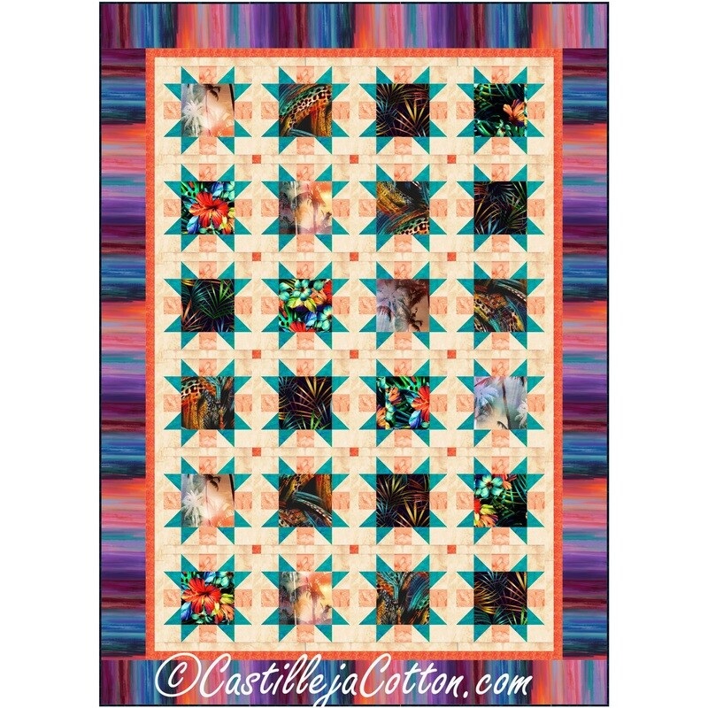 Tropical Stars Peach Downloadable Pattern