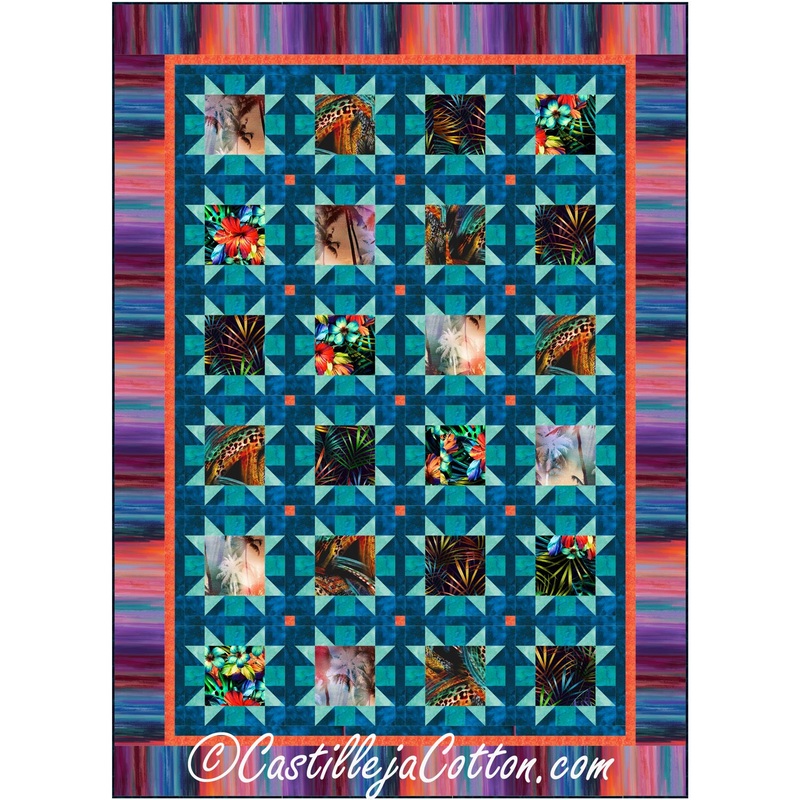 Tropical Stars Teal Downloadable Pattern