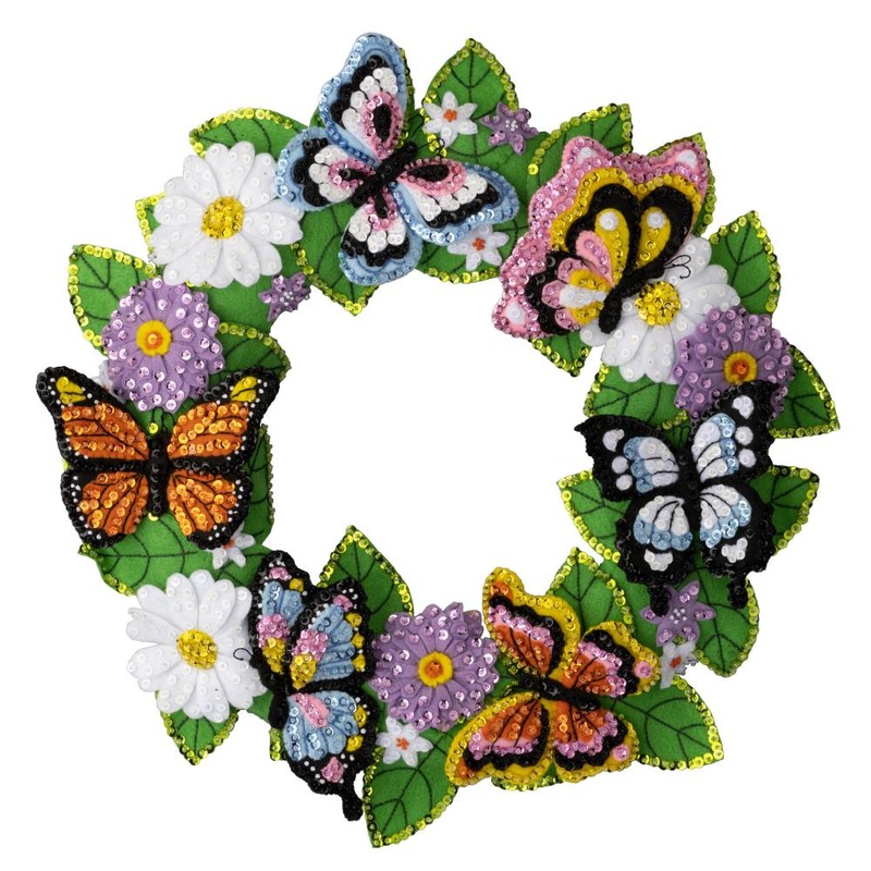 Bucilla Felt Wreath Applique Kit 16 Round: Butterfly Bliss