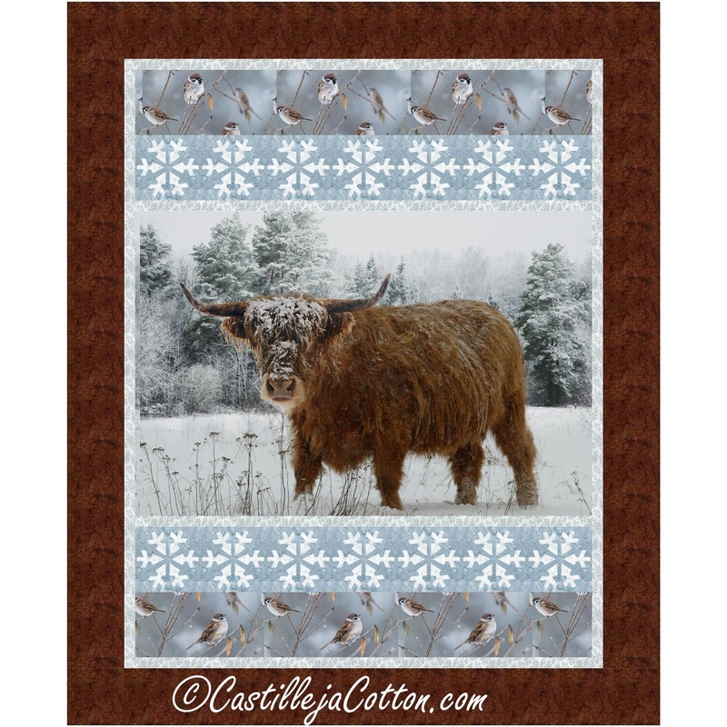 Highland Cow and Sparrows Downloadable Pattern