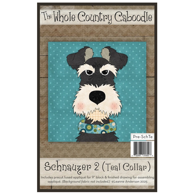 Schnauzer 2 Teal Collar Precut Fused Applique Pack