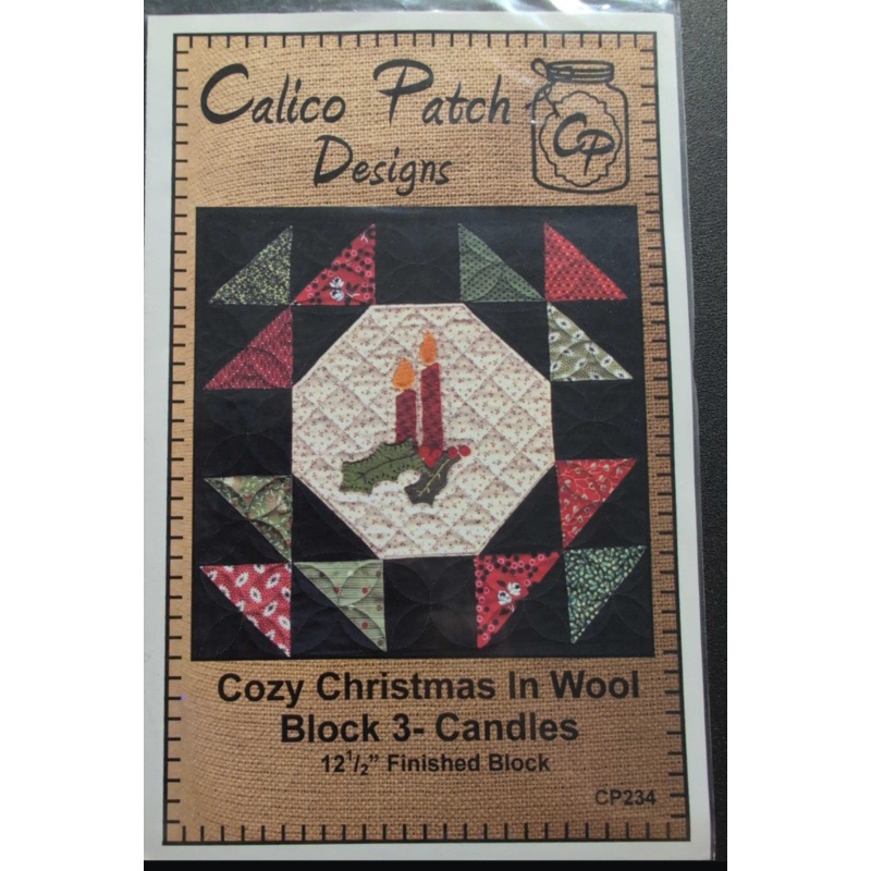 Cozy Christmas In Wool Block 3 Candles Pattern