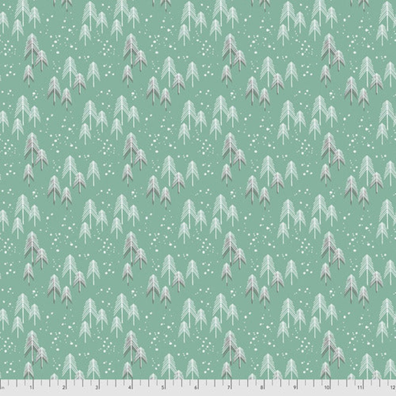 Trees Aqua Flannel