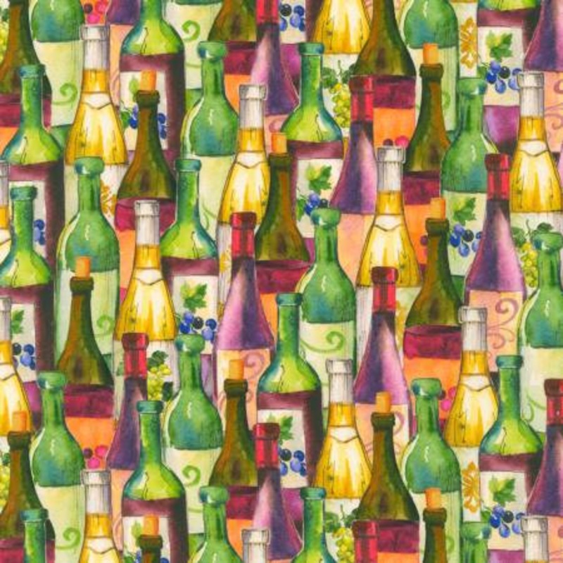 Wine Bottles Wine Quilting Cotton