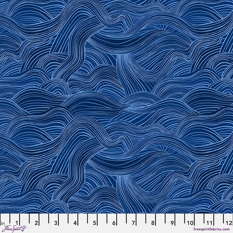 Polar Seas - Watercolor Waves - Dark Blue