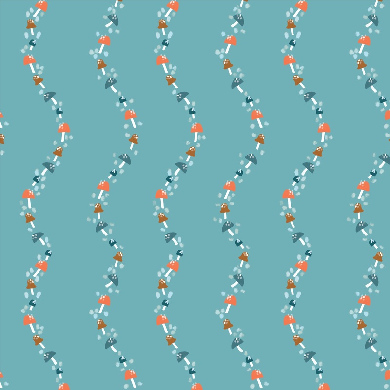 Woodland Creatures - Mushroom Vines - Blue