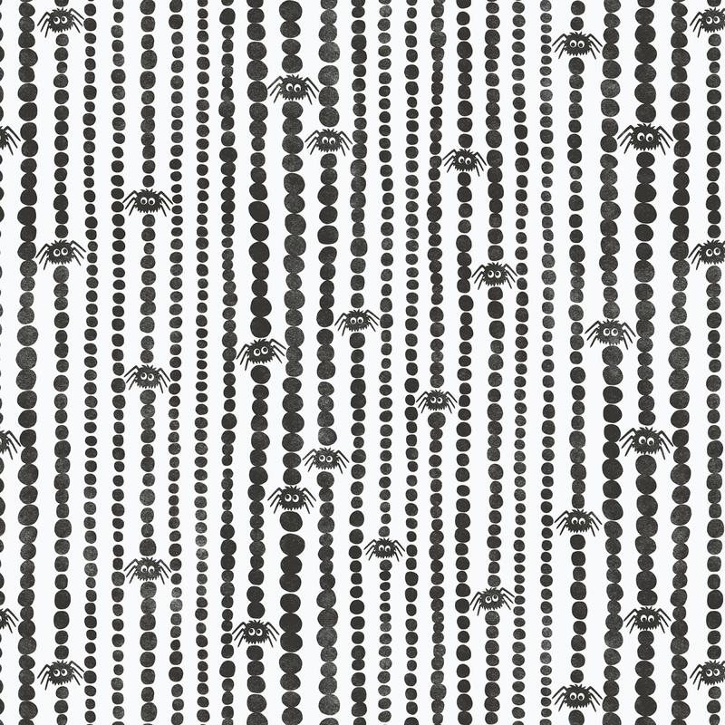Gothic Whimsy - Spiders Stripes - White/Black