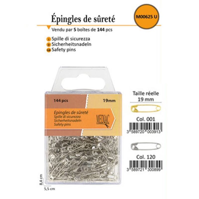 Safety Pins 19mm 144 pack