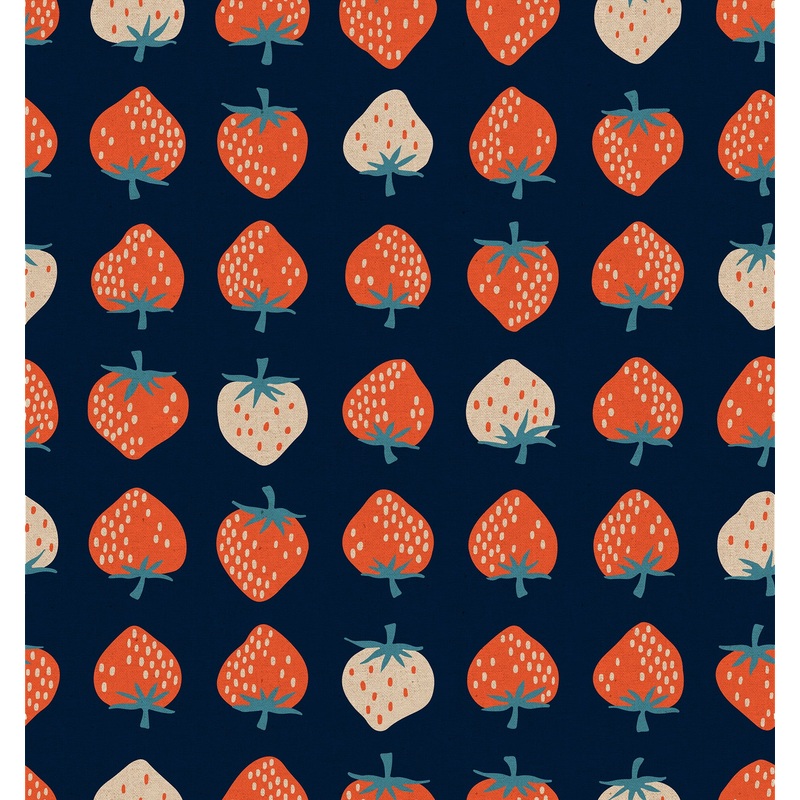 Strawberry - Retro Kitsch - Navy - Canvas