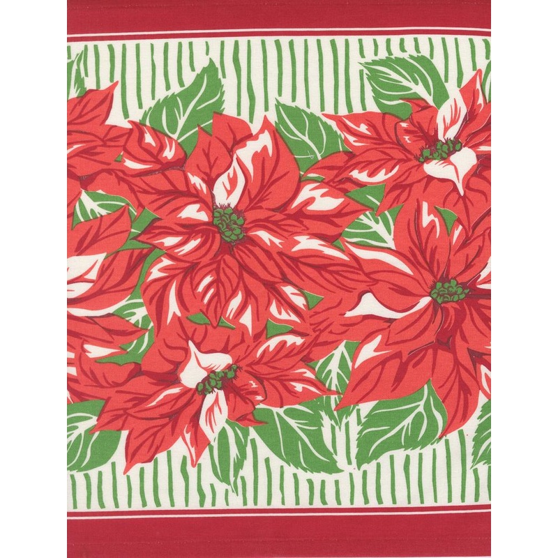 16 Classic Retro Toweling Floral - Poinsettias