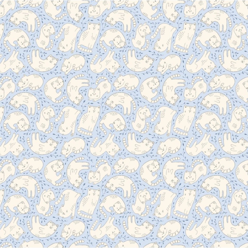 Kitten Fun - Tossed Kittens - Light Denim